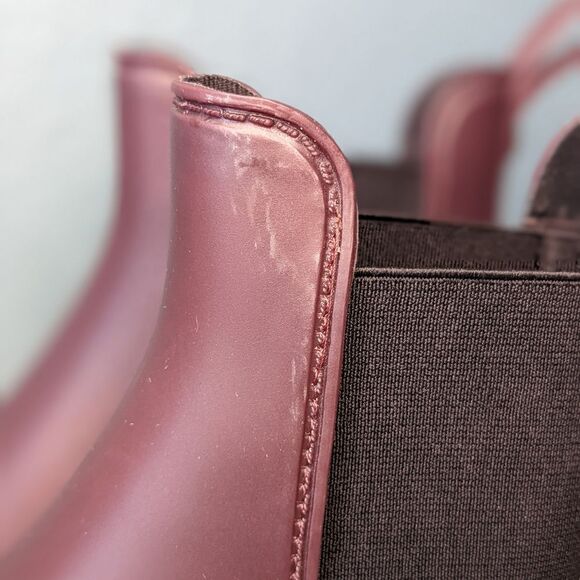 Sam Edelman Tinsley Maroon Rubber Waterproof Women's Chelsea Rain Boots Size 7 - Picture 3 of 8